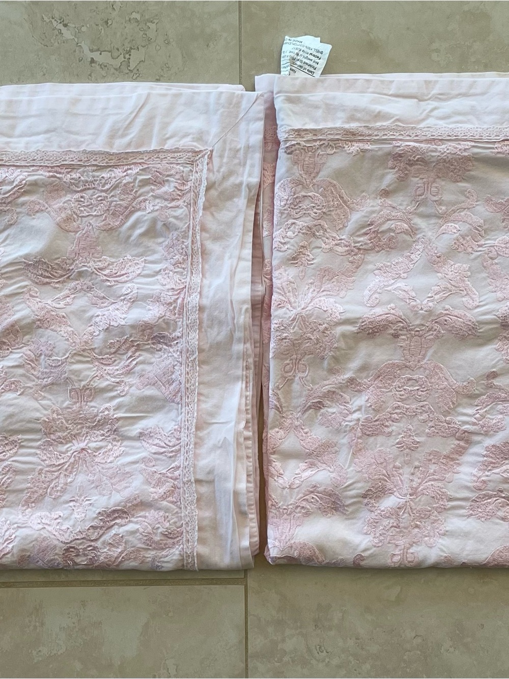 2 Simply Shabby Chic Pale Pink Embroidered Decorative Pillow Sham - Picture 10 of 14